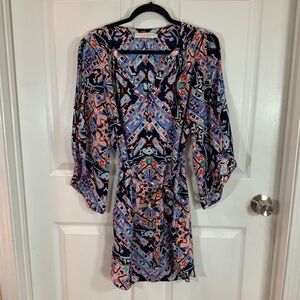 Alice and Trixie 100% Silk Belted Multicolor Mini Dress Size Small